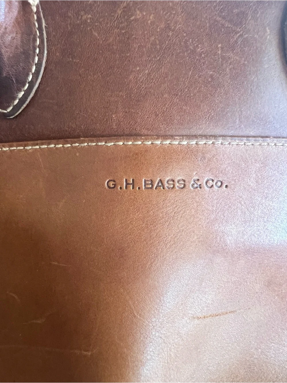 G.H. Bass & Co. Genuine Leather Brown Satchel Dome Handbag Purse